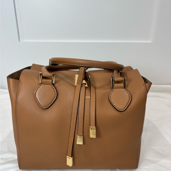 Michael Kors Miranda Bag Camel Leather Satchel with Gold Accents - Picture 1 of 8